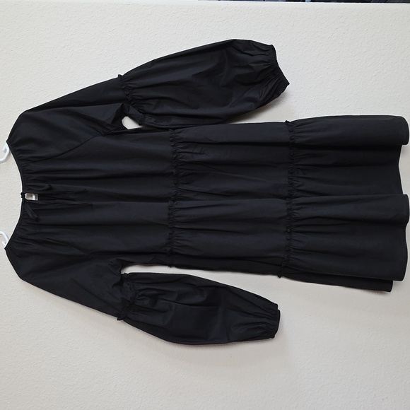 NWT One One Six Black Long Balloon Sleeve Tiered Poplin A-line Dress Farmhouse - Picture 3 of 8